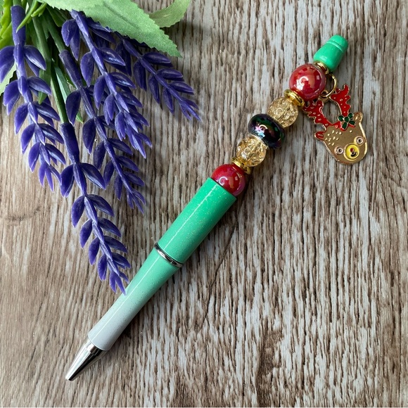 Handcrafted Deer Snowman Pens Beaded Unique Artisan Gifts Office Accessories - Picture 7 of 7
